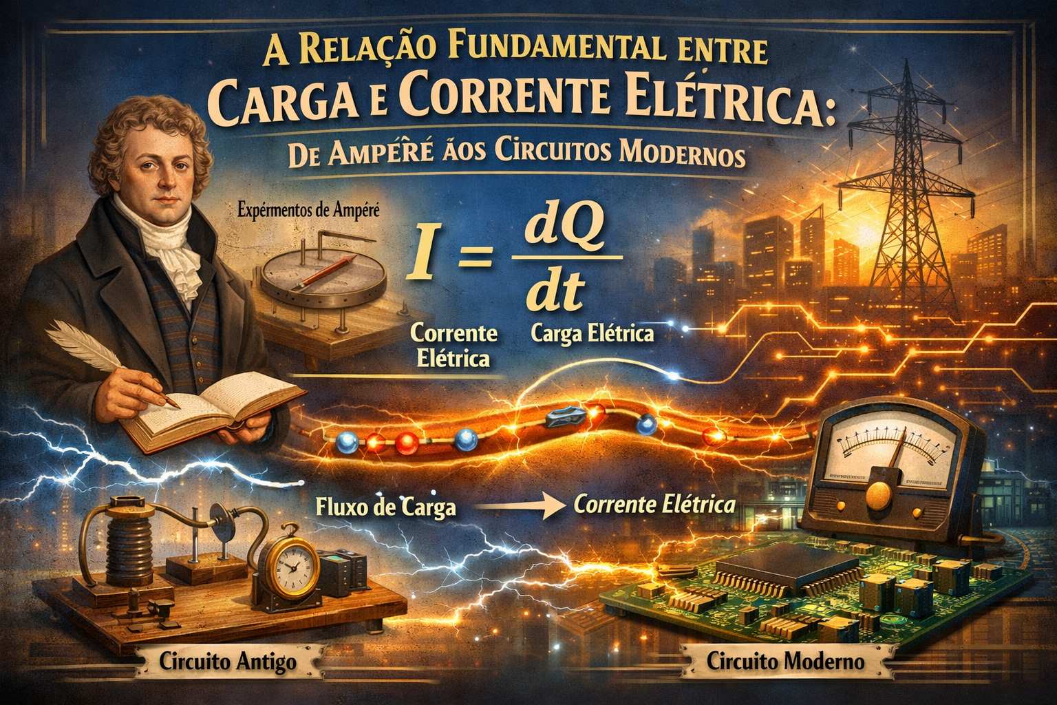 A Relação Fundamental entre Carga e Corrente Elétrica: De Ampère aos Circuitos Modernos